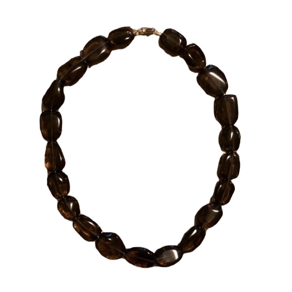 Brown beaded necklace with silver clasp - Picture 4 of 4